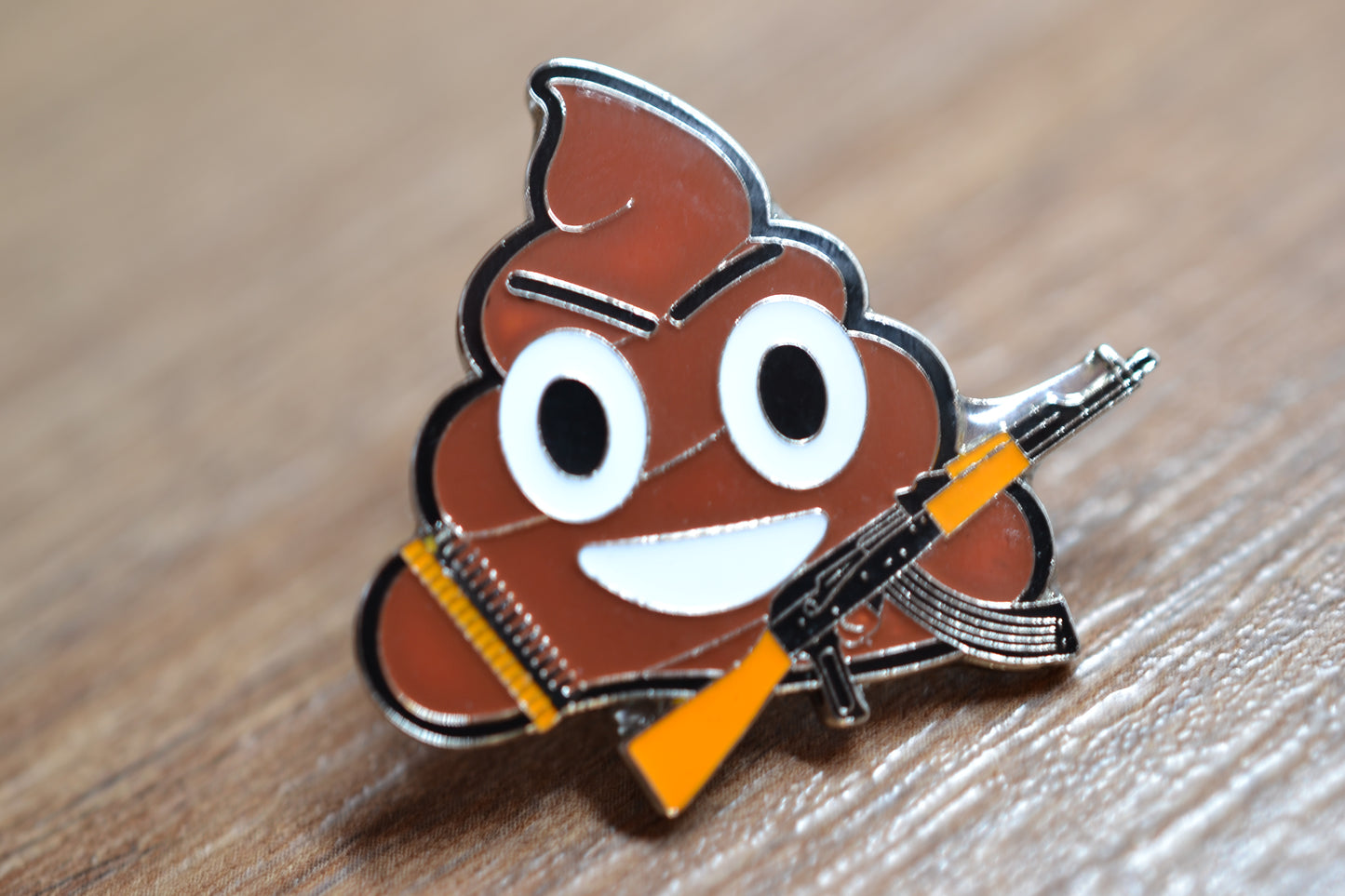 Poo or Ice cream Emoji going to battle ("War is sh***y!") pin