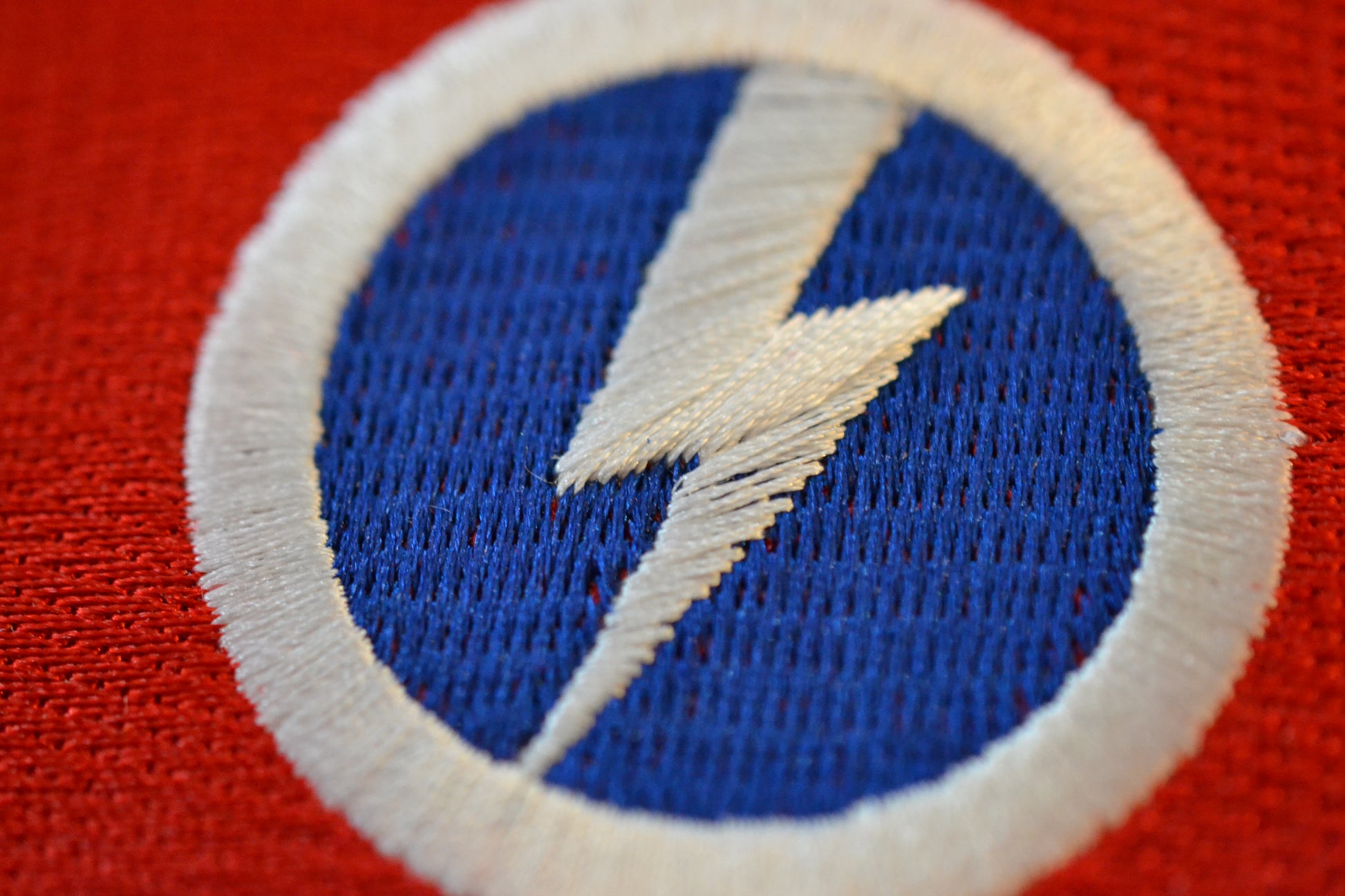 Detailed pic of Sir Oswald Mosley's British Union of Fascists embroidered flag patch.