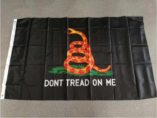 Don't Tread On Me Flag in black. Gadsden Patriot