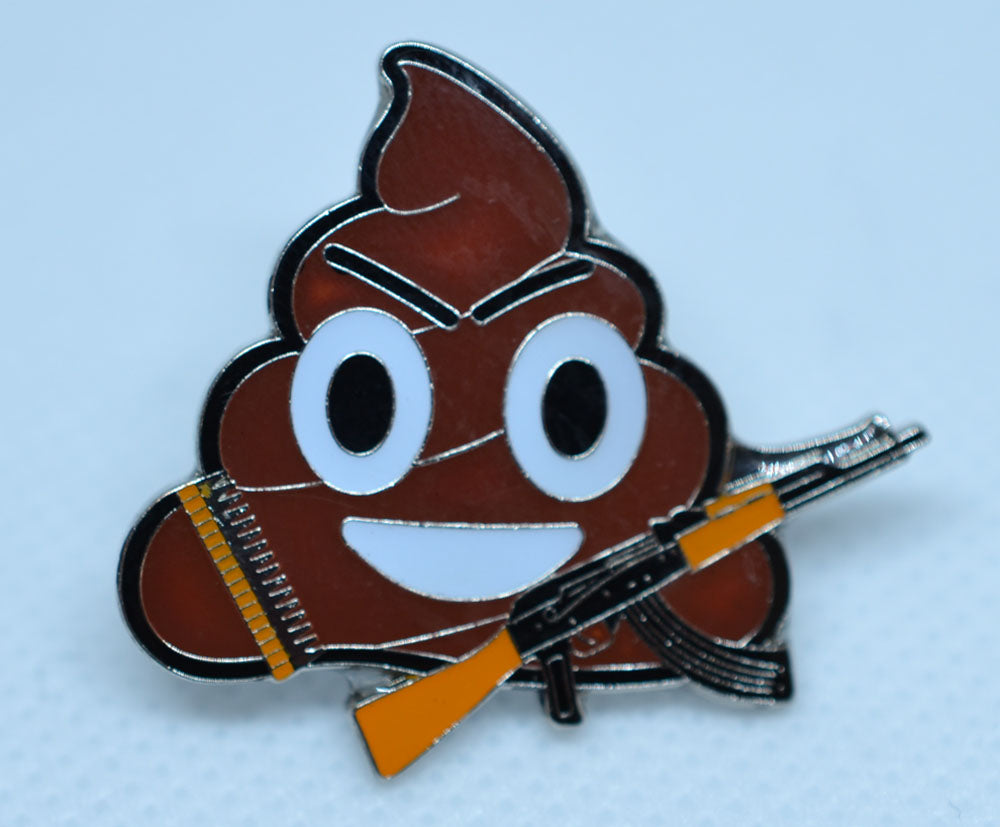 Poo or Ice cream Emoji going to battle ("War is sh***y!") pin