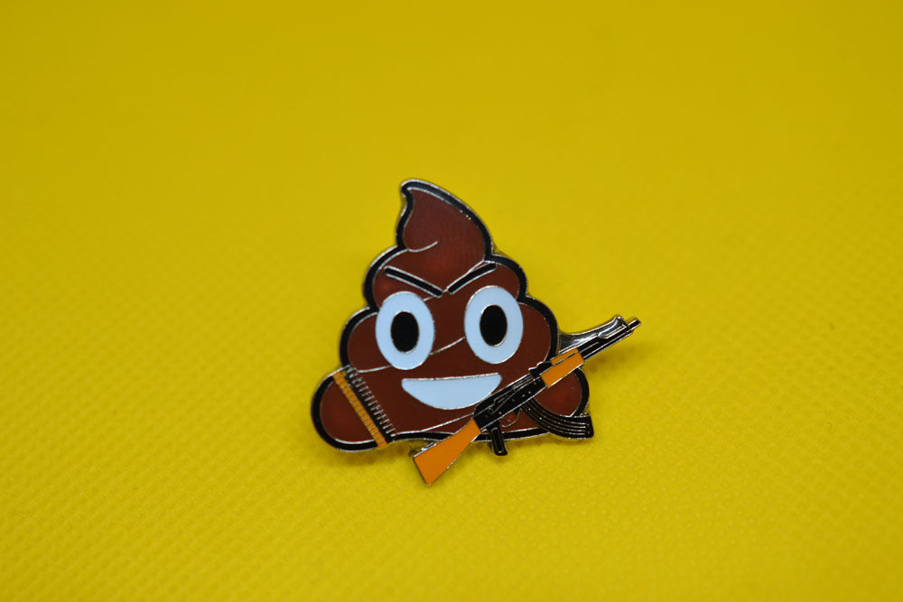 Poo or Ice cream Emoji going to battle ("War is sh***y!") pin