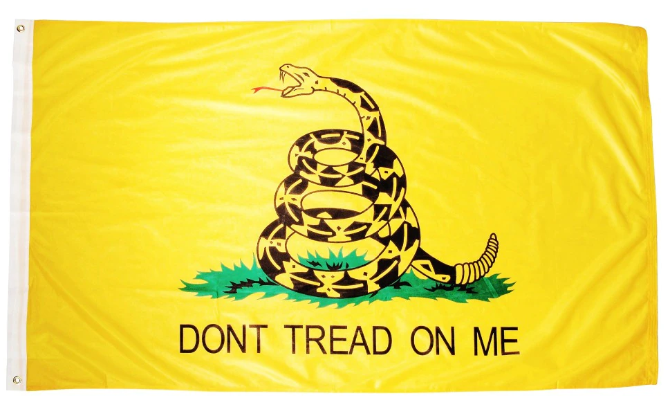 Don't Tread On Me Flag in yellow. Gadsden Patriot